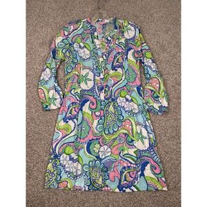 Lilly Pulitzer Sarasota Pintuck Tunic Dress Womens Size S‎ Conch Republic Blue